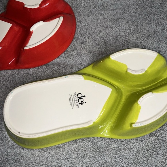 Set Of 2 Denniseast International Flip Flop design Chip and dip serving dish 15" - Picture 3 of 7